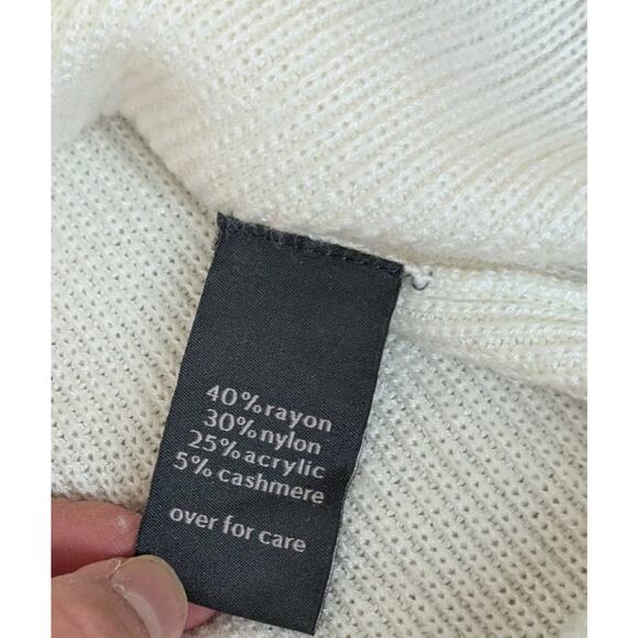 The Limited Ivory Cashmere Blend Long Sleeve Pullover Tunic Sweater Eyelets Sz M - Picture 9 of 10
